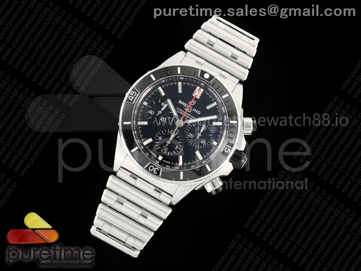 Super Chronomat B01 44 SS TF 1:1 Best Edition Black Dial on SS Bracelet A7750