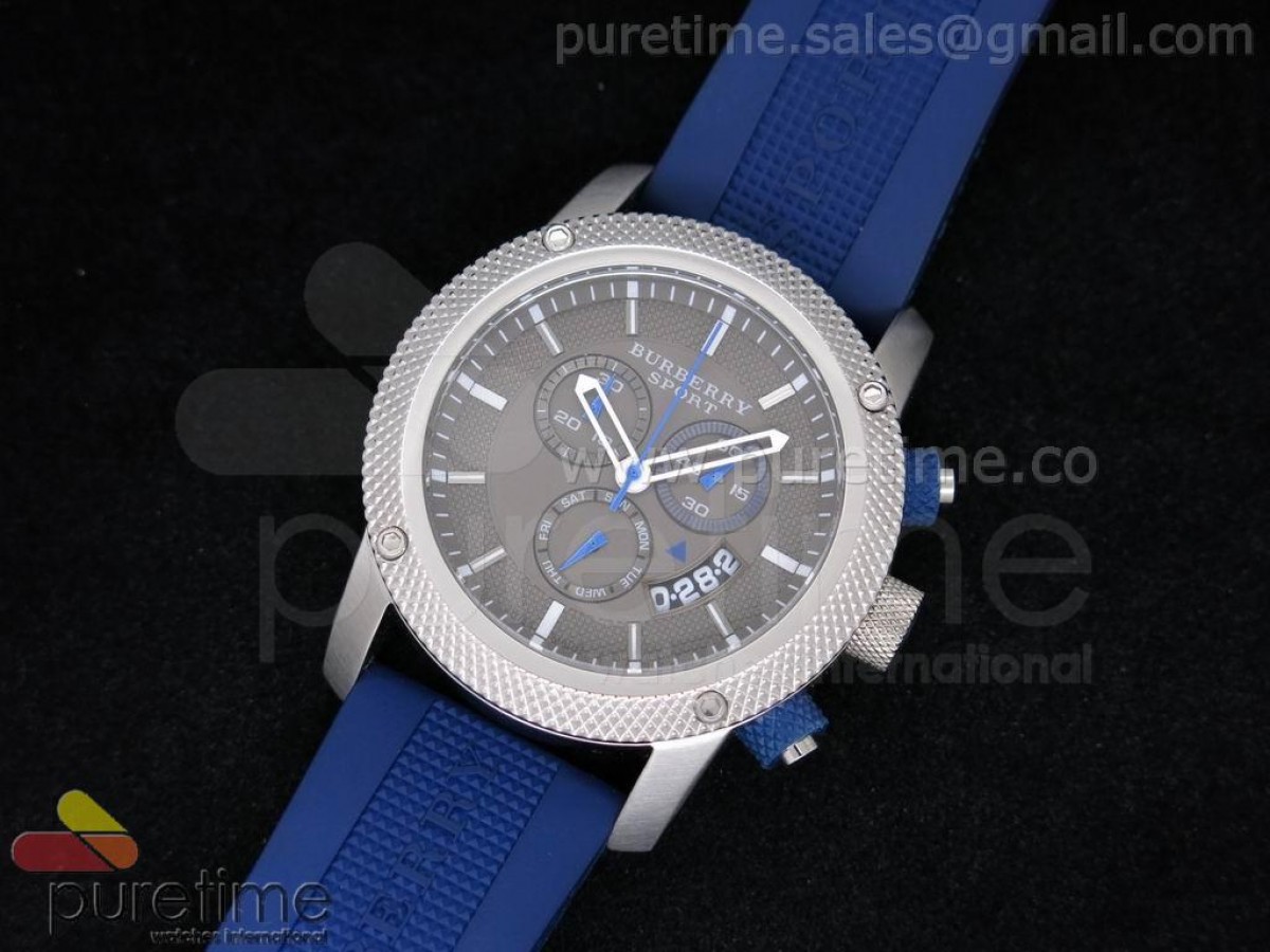 Sports Chrono SS Gray Dial on Blue Rubber Strap ISA Quartz