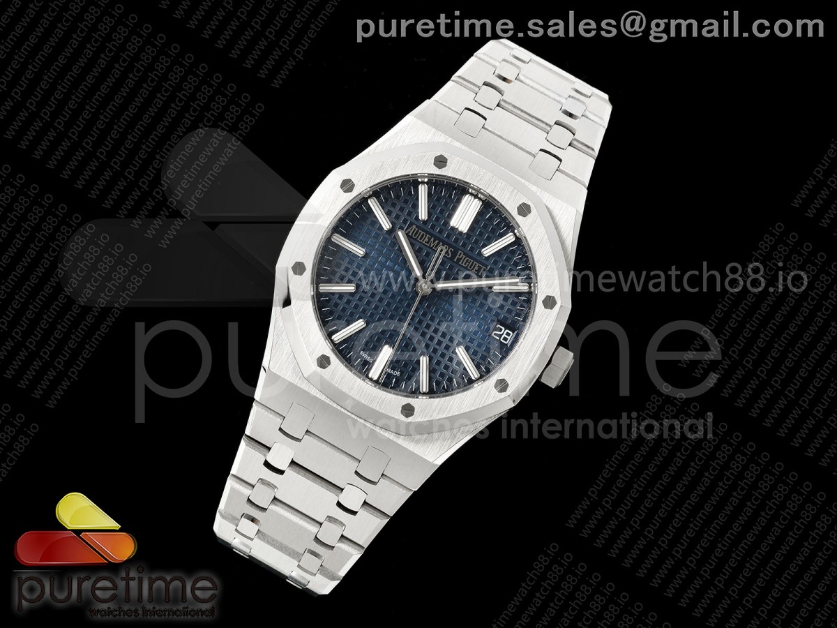 Royal Oak 15510 SS OCTA 1:1 Best Edition Blue Dial on SS Bracelet JH4302 Super Clone (Free Sprung)