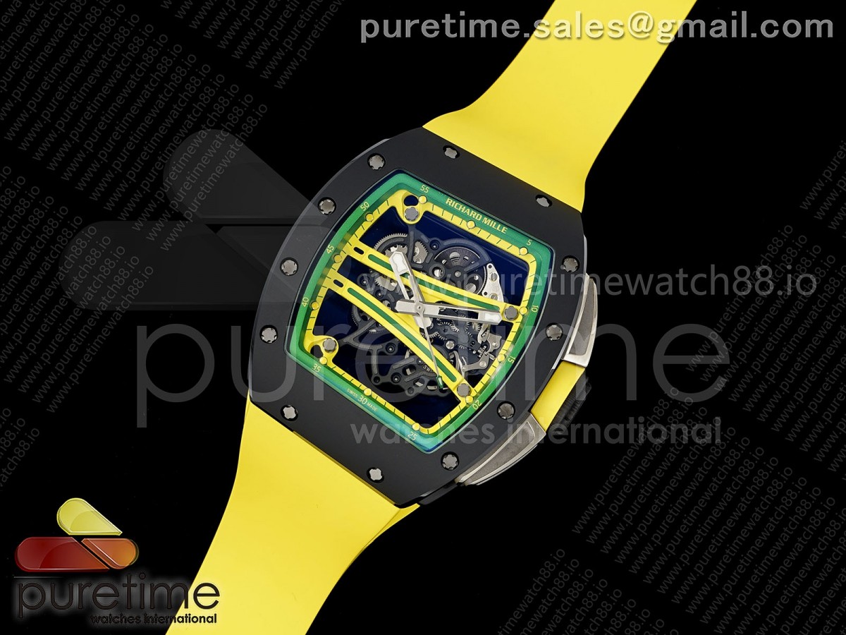 RM061 Black Ceramic ZF 1:1 Best Edition on Yellow Rubber Strap RMUL2 Super Clone