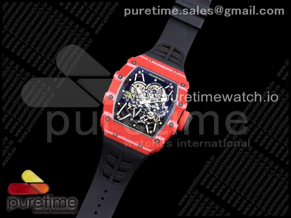 RM035-02 Red NTPT ZF 1:1 Best Edition Skeleton Dial on Black Rubber Strap RMAL1 Super Clone V7