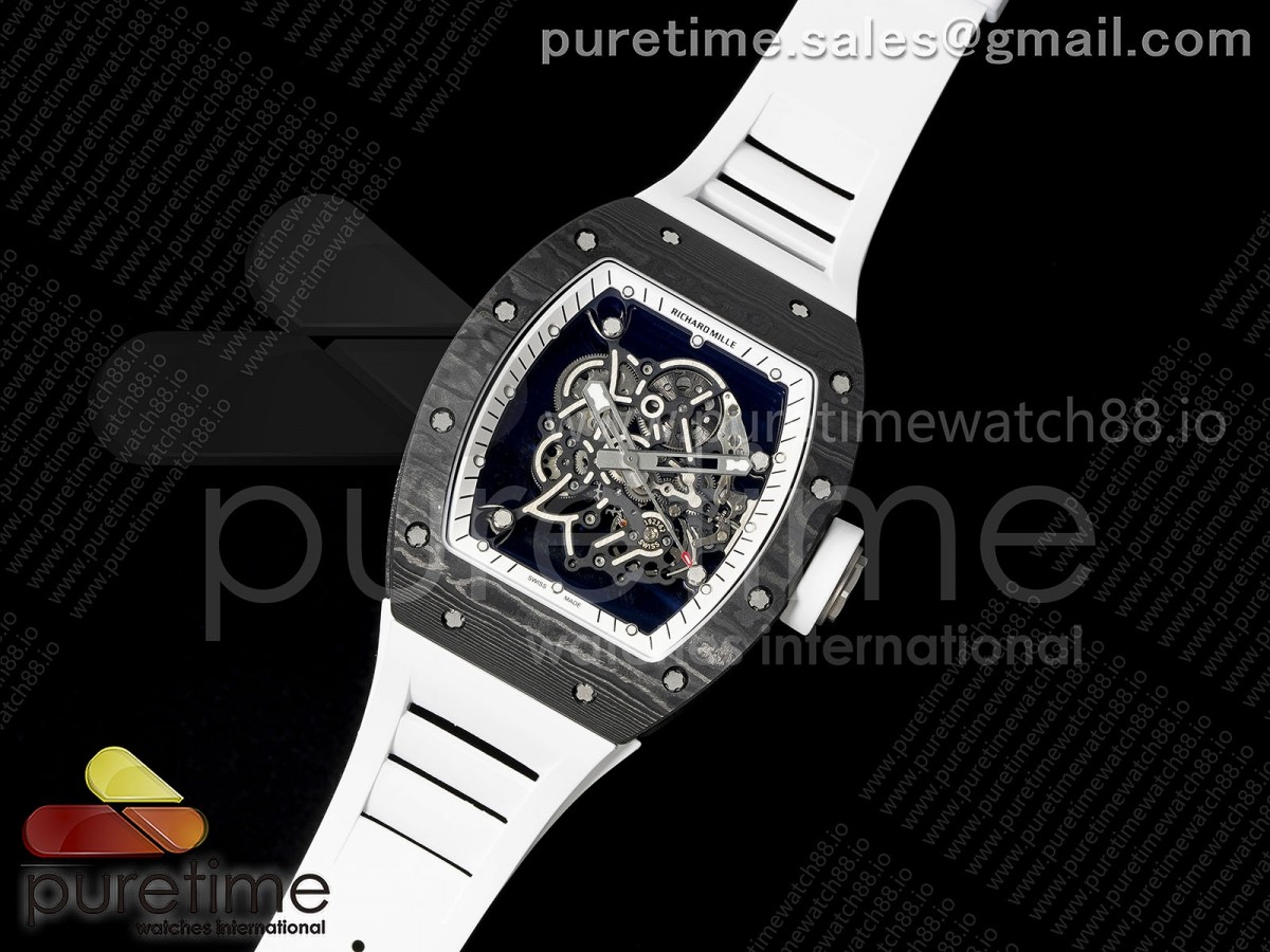RM055 NTPT/Ti Mille Studio 1:1 Best Edition White/Black Inner Bezel on White Rubber Strap RMUL2 Super Clone (Custom Case Set)