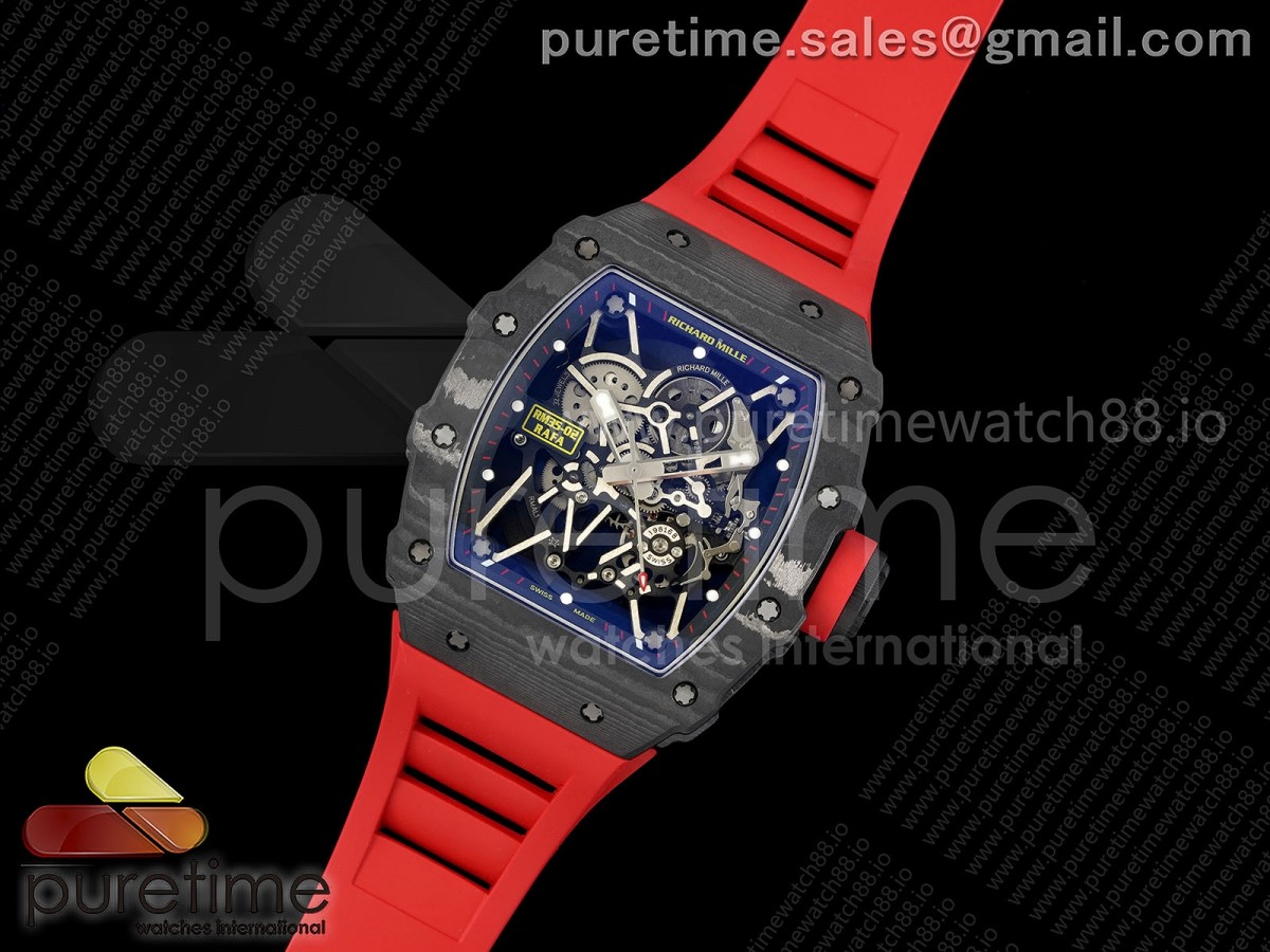 RM035-02 NTPT ZF 1:1 Best Edition Skeleton Dial on Red Rubber Strap RMAL1 Super Clone V7