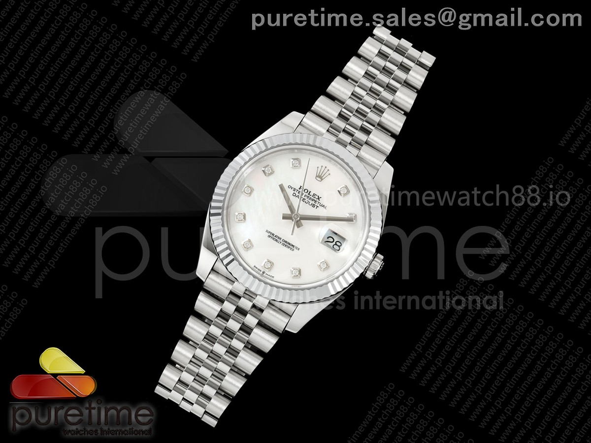 DateJust 41 126334 SS RCF 1:1 Best Edition White MOP Diamonds Dial on Jubilee Bracelet JH3235