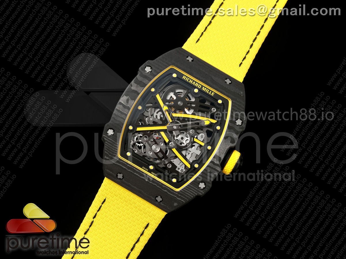 AVF RM67-02 Black NTPT Yellow Skeleton Dial on Yellow Velcro Strap CRMA7 Clone V2
