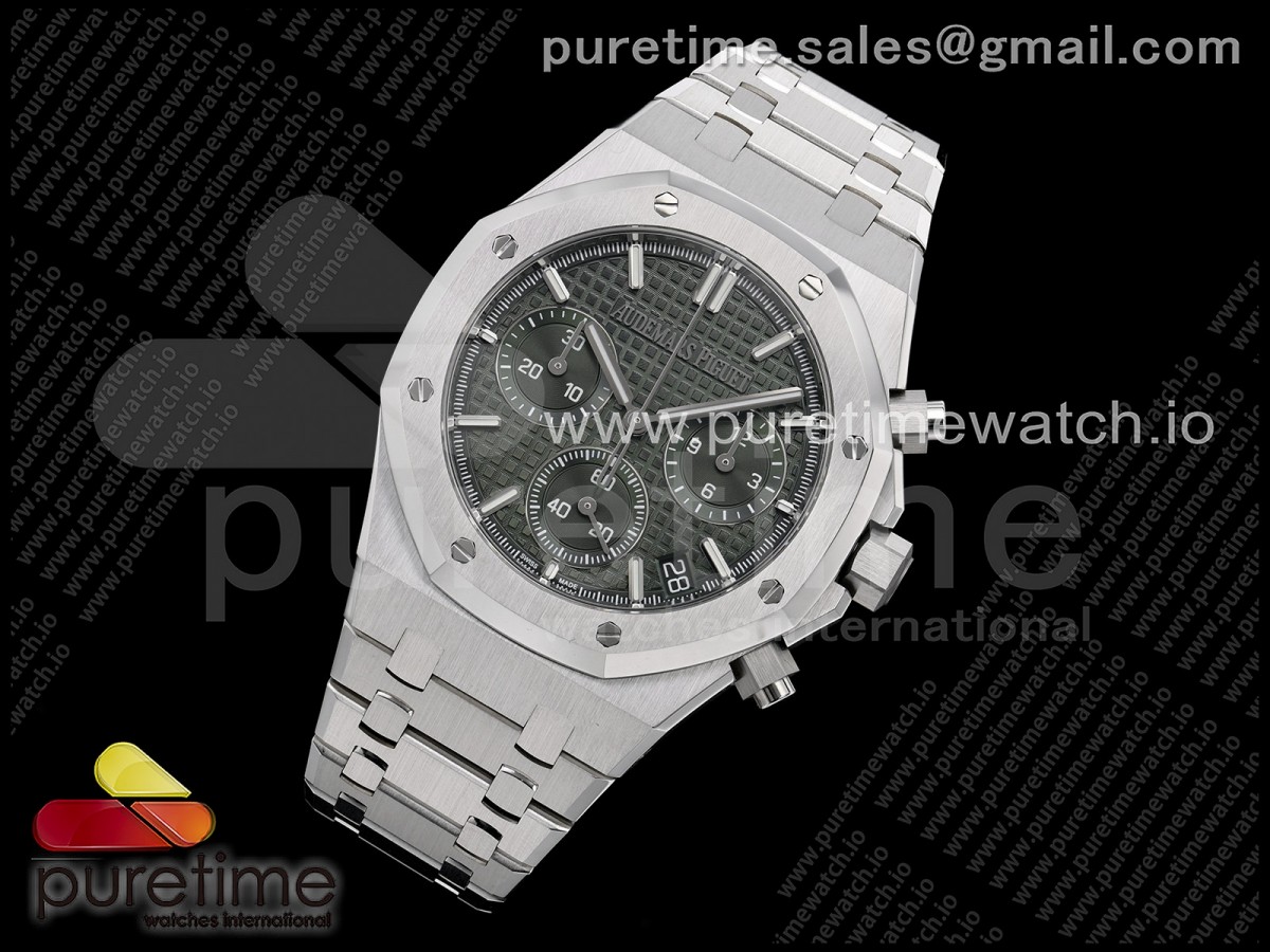Royal Oak Chrono 26240 SS ZF 1:1 Best Edition Green Dial on SS Bracelet SA4401 Super Clone V2 (Free Sprung)