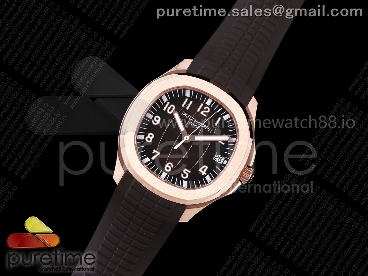 Aquanaut 5167 RG DDF 1:1 Best Edition Brown Dial on Brown Rubber Strap DD324 Super Clone (Weighted) V2