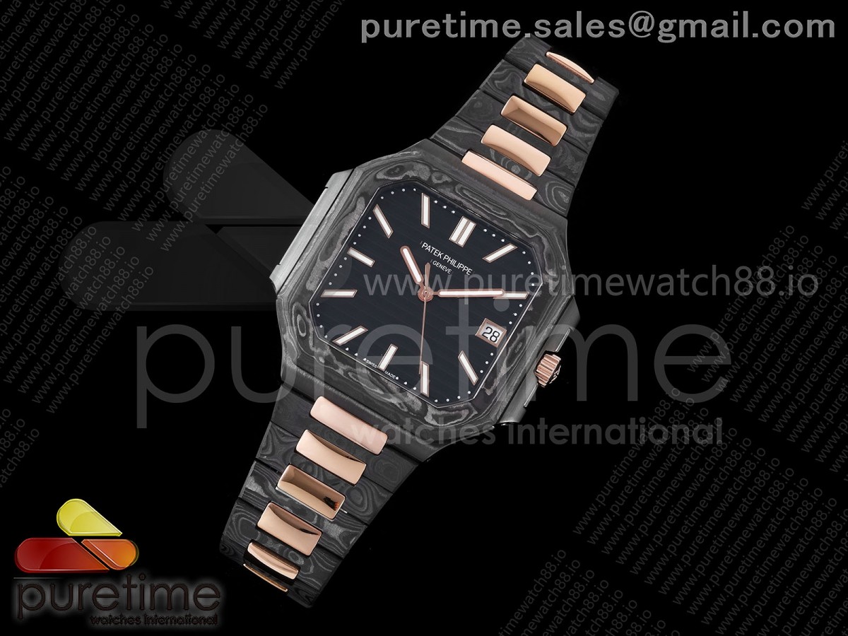 Cubitus Black Carbon/RG DIWF Best Edition Black Dial on Carbon/RG Bracelet A324