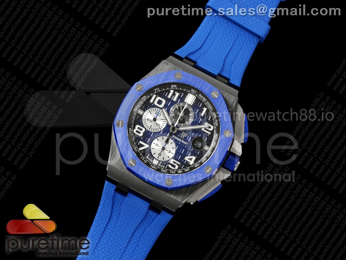Royal Oak Offshore 44mm Ceramic Blue Bezel JF 1:1 Best Edition Blue Dial on Rubber Strap A3126