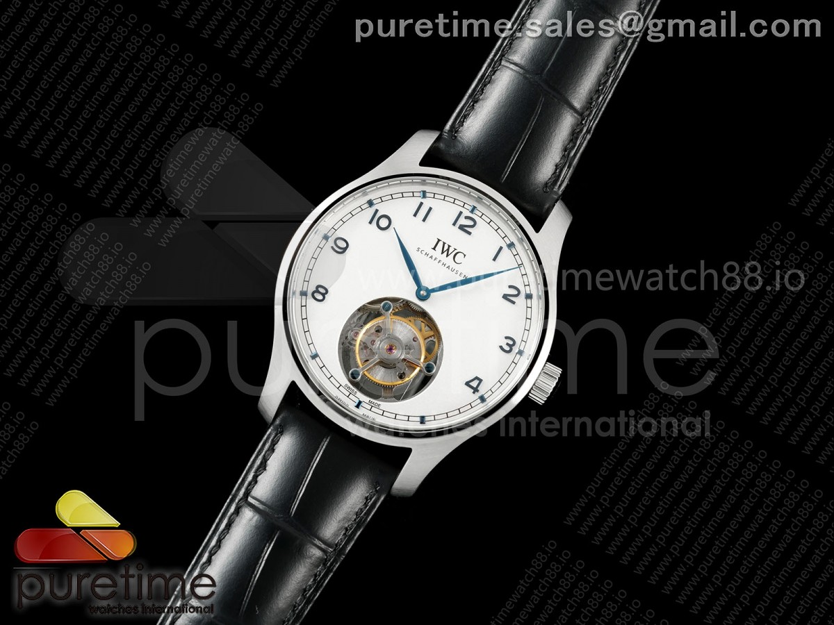 Portugieser Tourbillon SS RMS Best Edition White/Blue Dial on Black Leather Strap