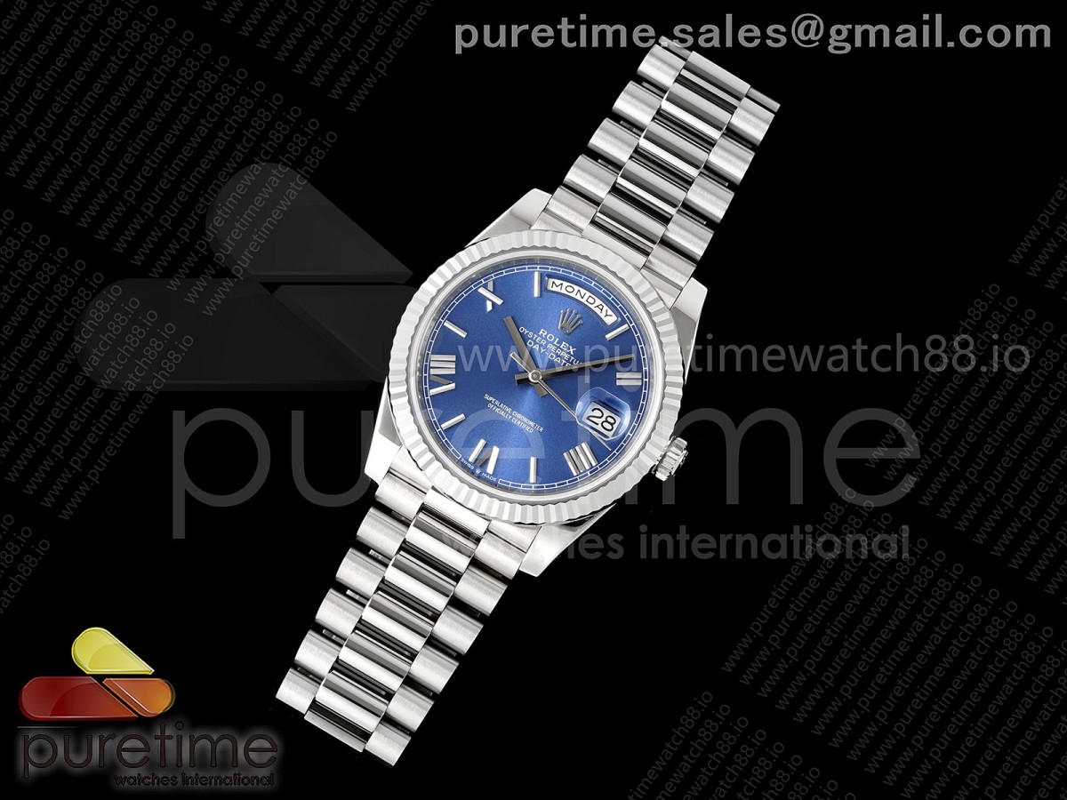 Day Date 40 SS RGF 1:1 Best Edition Blue Roman Dial on President Bracelet VR3255