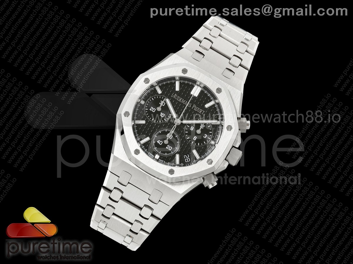 Royal Oak Chrono 26240 SS OCTA 1:1 Best Edition Black Dial on SS Bracelet JH4401 Super Clone (Free Sprung)
