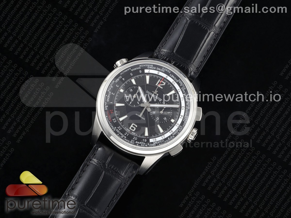 Polaris Chrono SS HKF Best Edition Black Dial on Black Leather Strap A752A