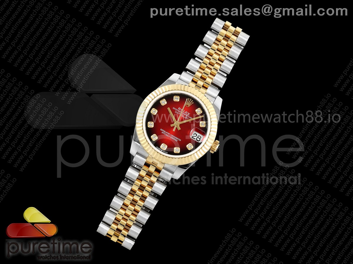 DateJust 31 SS/YG GMF 1:1 Best Edition Red Dial on Jubilee Bracelet A2824