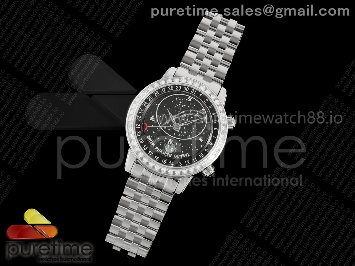 Grand Complications 6102 SS BLSF Best Edition Black Dial Diamonds Bezel on SS Bracelet A240