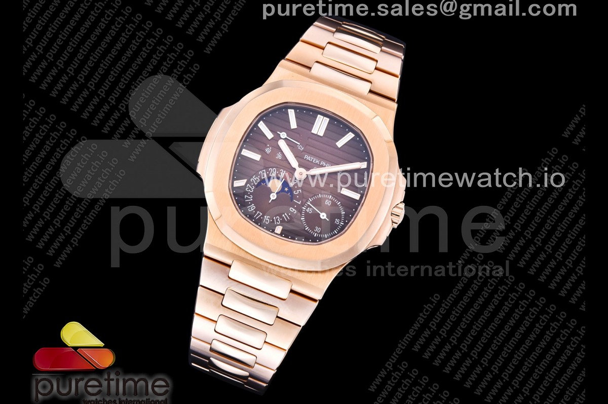 Nautilus 5712 RG UMI 1:1 Best Edition Brown Dial on RG Bracelet PPF240 Super Clone (Weighted)