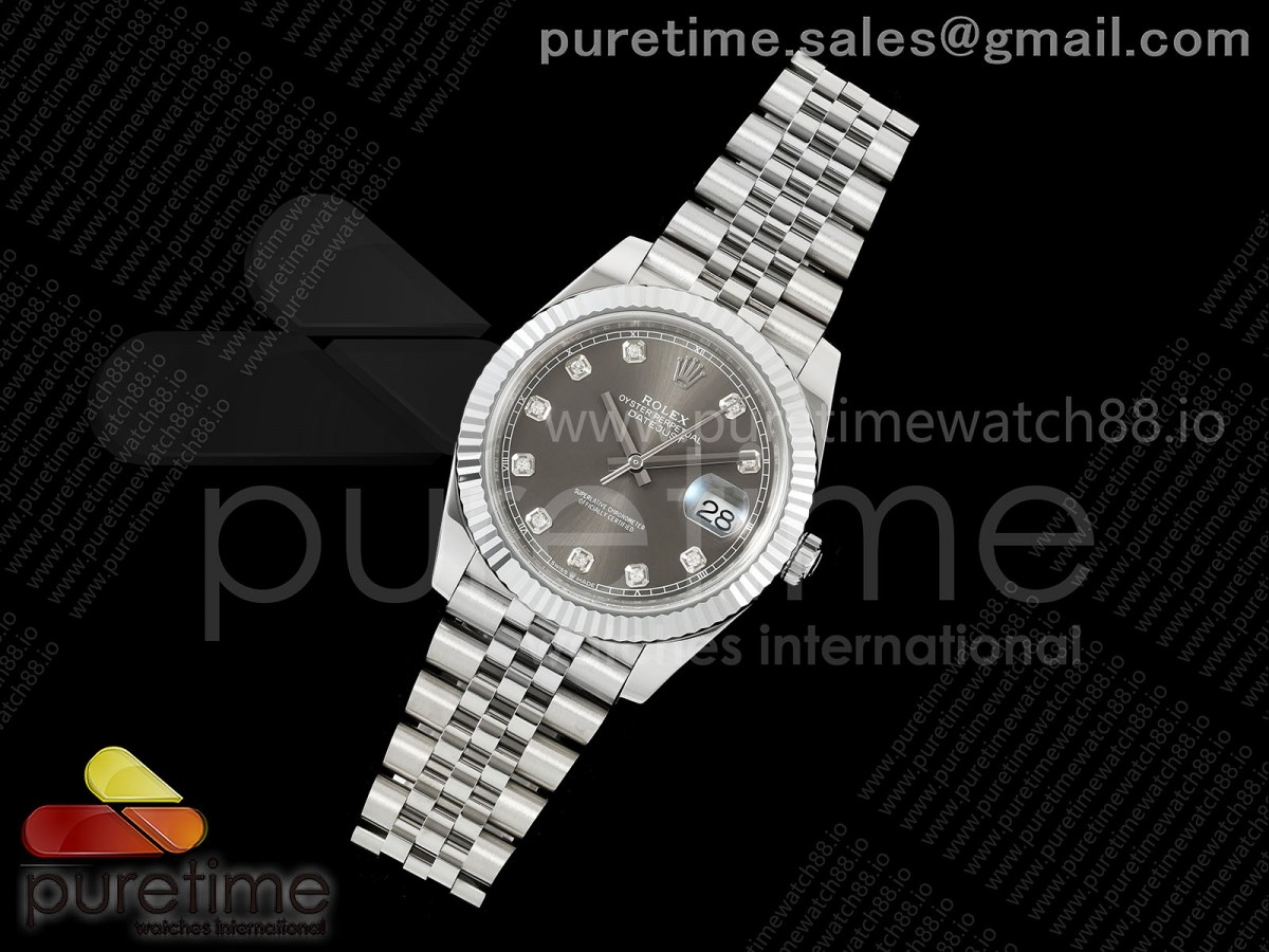DateJust 41 126334 SS RCF 1:1 Best Edition Gray Diamonds Dial on Jubilee Bracelet JH3235