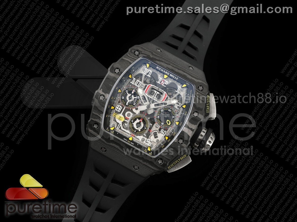 RM011 Black Carbon ABMF Best Edition Skeleton Dial on Black Rubber Strap A7750