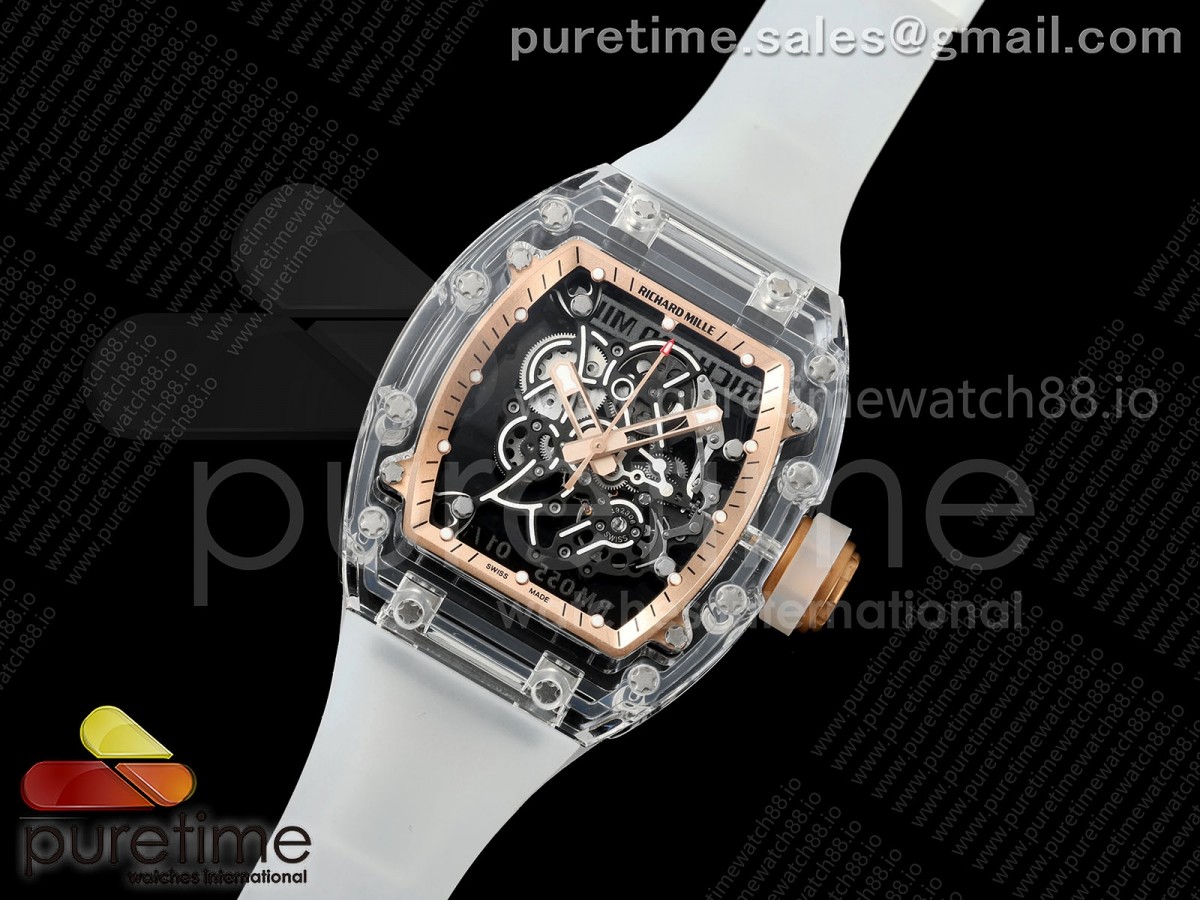 RM055 Transparent A9F 1:1 Best Edition RG Inner Bezel on Transparent Rubber Strap RMUL2 Free Sprung