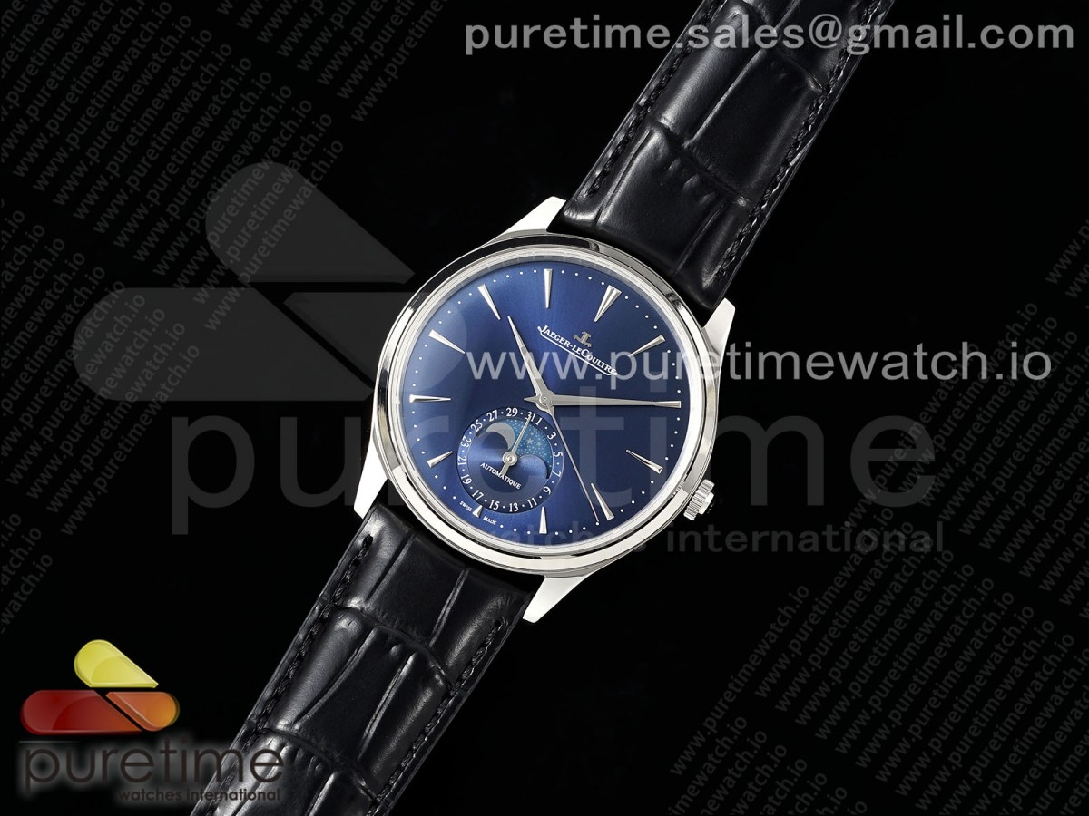 Master Ultra Thin Moon SS APSF 1:1 Best Edition Blue Dial on Black Leather Strap SA925 Super Clone