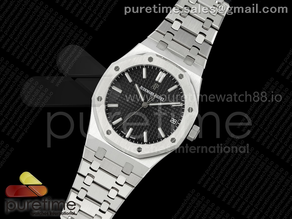 Royal Oak 41mm 15500 SS JF 1:1 Best Edition Black Dial on SS Bracelet SA4302 Super Clone