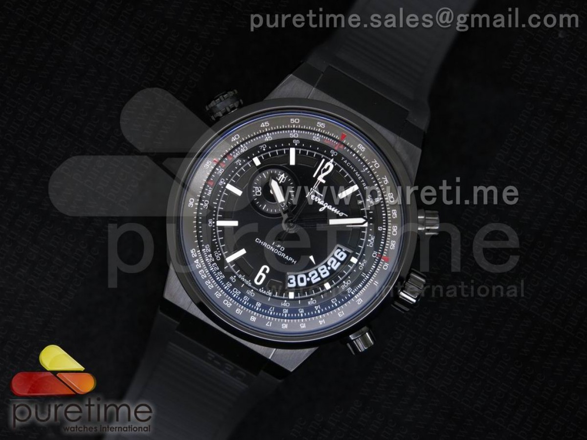 F-80 Chrono PVD Black Dial Black Inner Bezel on Black Rubber Strap Swiss Quartz