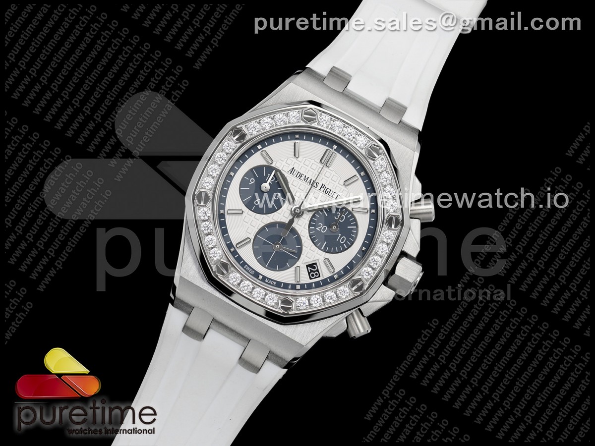 Royal Oak Offshore 37mm SS Ladies 26231 APSF 1:1 Best Edition White Dial on White Rubber Strap A2385