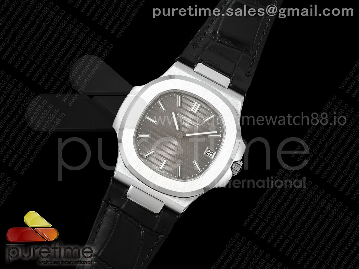 Nautilus 5711 SS BBF 1:1 Best Edition Gray Dial on Black Leather Strap DPB330 Super Clone