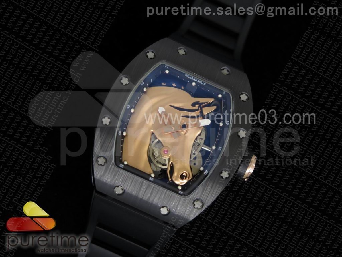 RM52-02 RG Horse Unique Piece Real Ceramic on Black Rubber Strap MIYOTA8215