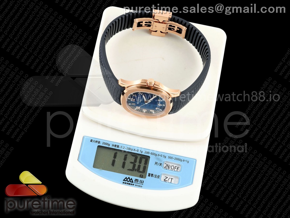 Aquanaut 5167 RG DDF 1:1 Best Edition Blue Dial on Blue Rubber Strap DD330 Super Clone (Weighted)