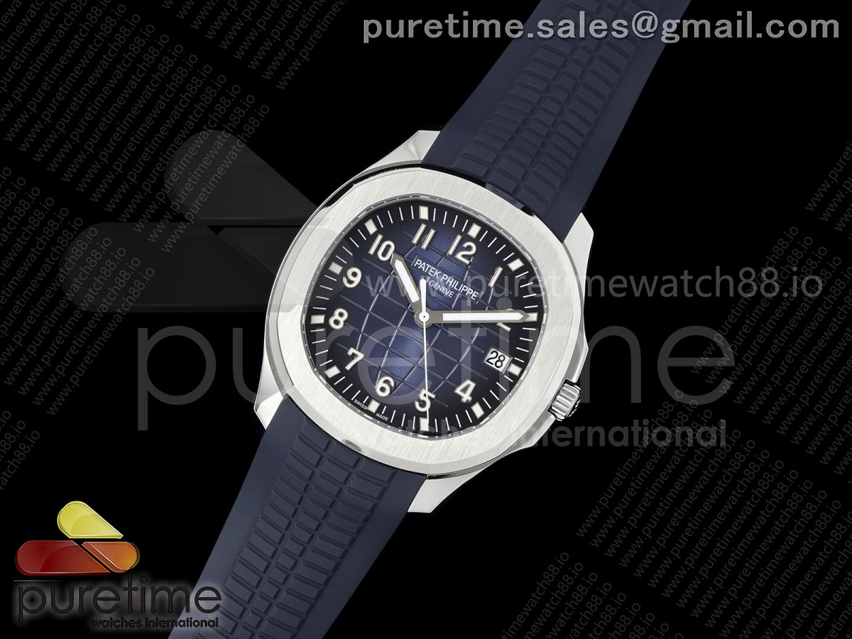 Aquanaut 5168G 42mm SS APWF 1:1 Best Edition Blue Dial on Blue Rubber Strap A324 Super Clone (Weighted)