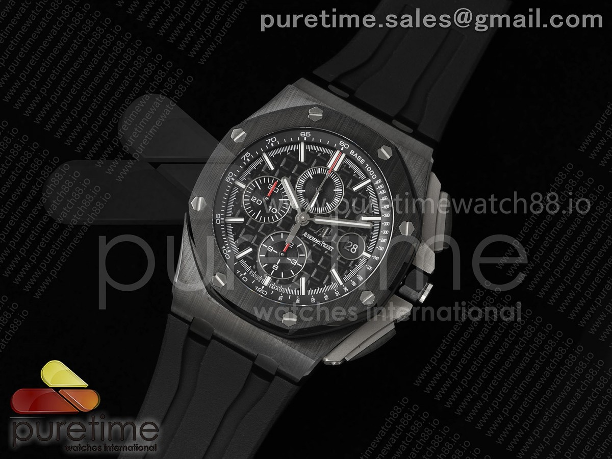 Royal Oak Offshore 44mm Black Ceramic APJF 1:1 Best Edition Black Dial on Black Rubber Strap A3126