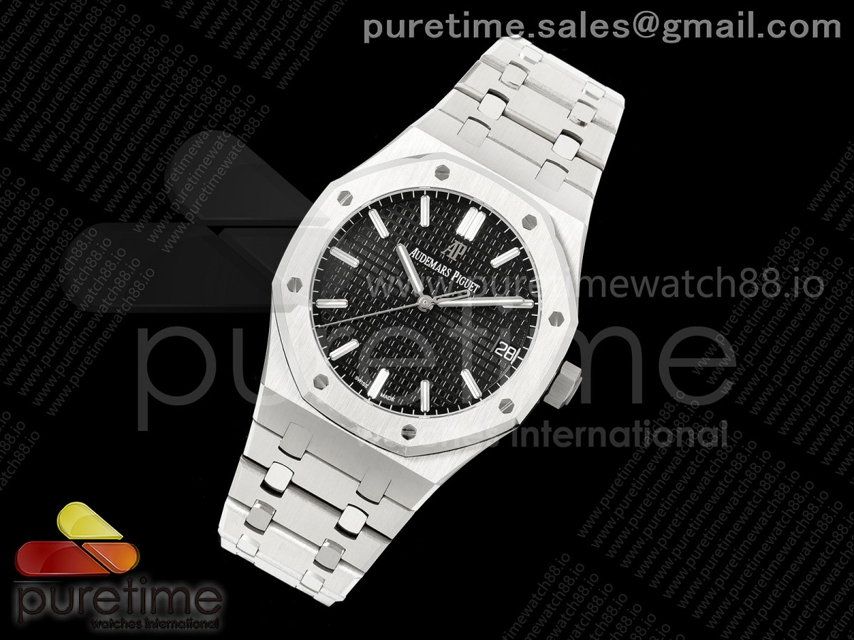 Royal Oak 15500 SS OCTA 1:1 Best Edition Black Dial on SS Bracelet JH4302 Super Clone (Free Sprung)