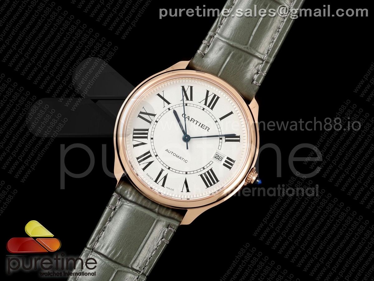 Ronde Louis 40 RG BSF Best Edition White Dial on Green Leather Strap A1847