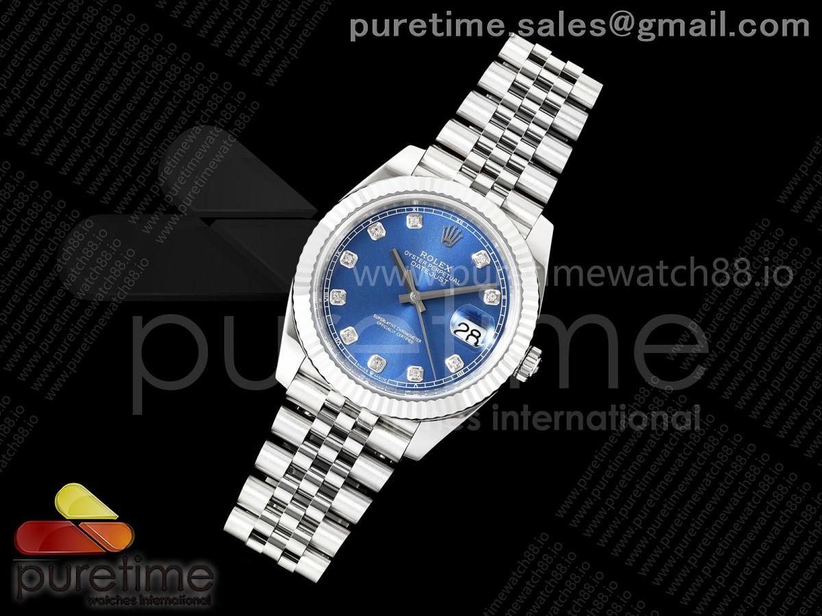 DateJust 41 126334 904L SS RGF 1:1 Best Edition Blue Diamonds Dial on Jubilee Bracelet JH3235 (Free Sprung)