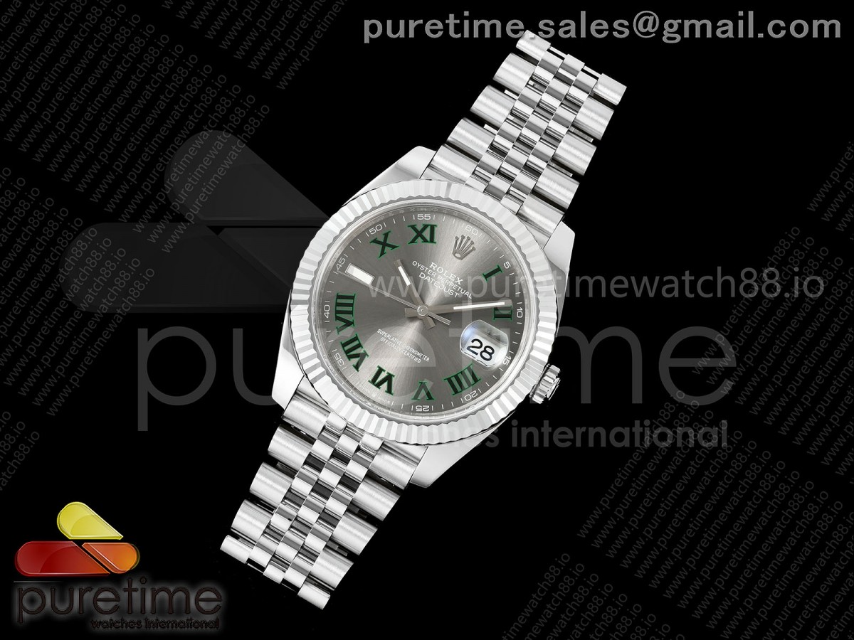 DateJust 41 126334 904L SS MZF 1:1 Best Edition Gray Dial Green Roman on Jubilee Bracelet JH3235