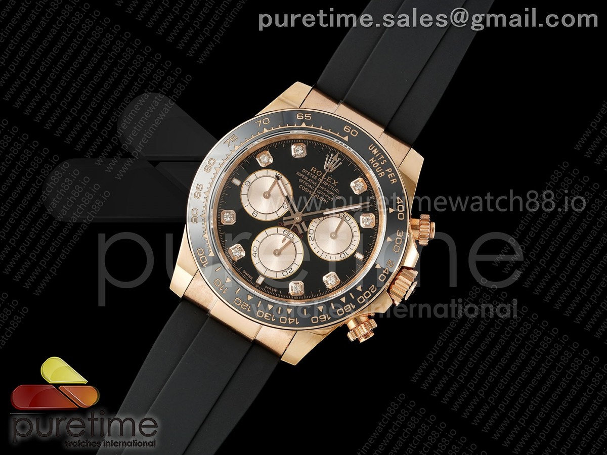 Daytona 126515 ERF Best Edition Black/RG Diamonds Dial on Oysterflex Strap JH4131 (Free Sprung)