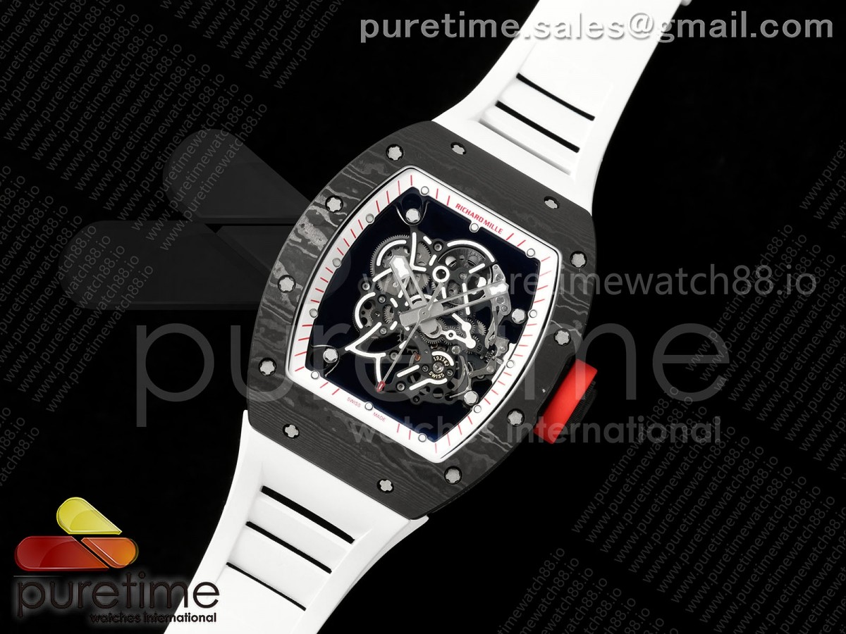 RM055 NTPT Mille Studio 1:1 Best Edition White/Red Inner Bezel on White Rubber Strap RMUL2 Super Clone (Custom Case Set)