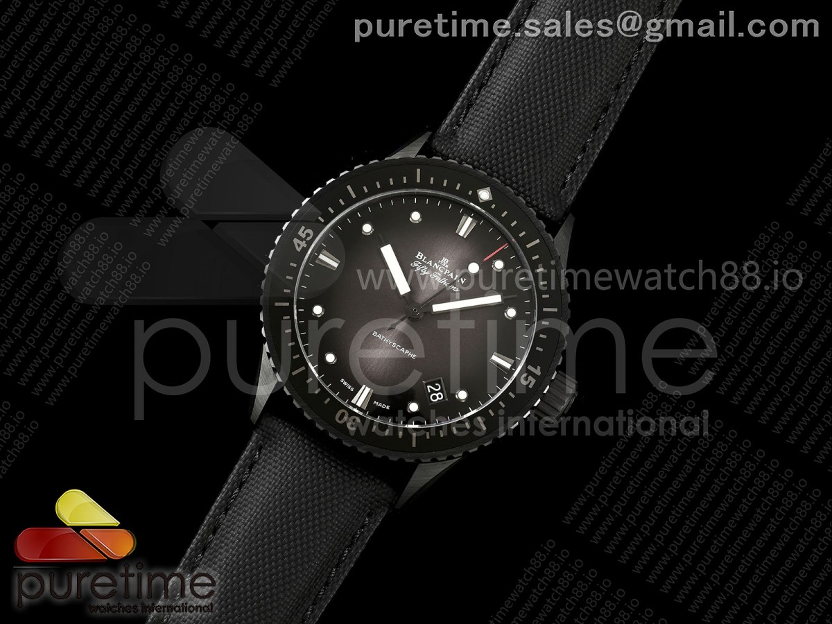 Fifty Fathoms Ceramic DDDF Best Edition Gray Dial on Black Canvas Strap A1315