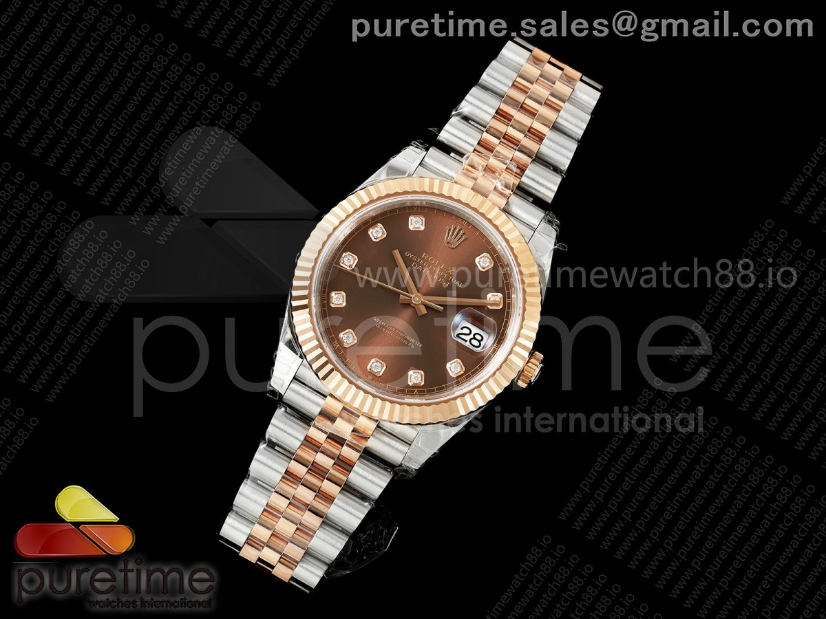 DateJust 41 126331 SS/RG VSF 1:1 Best Edition Brown Diamonds Dial on Jubilee Bracelet VS3235 V2