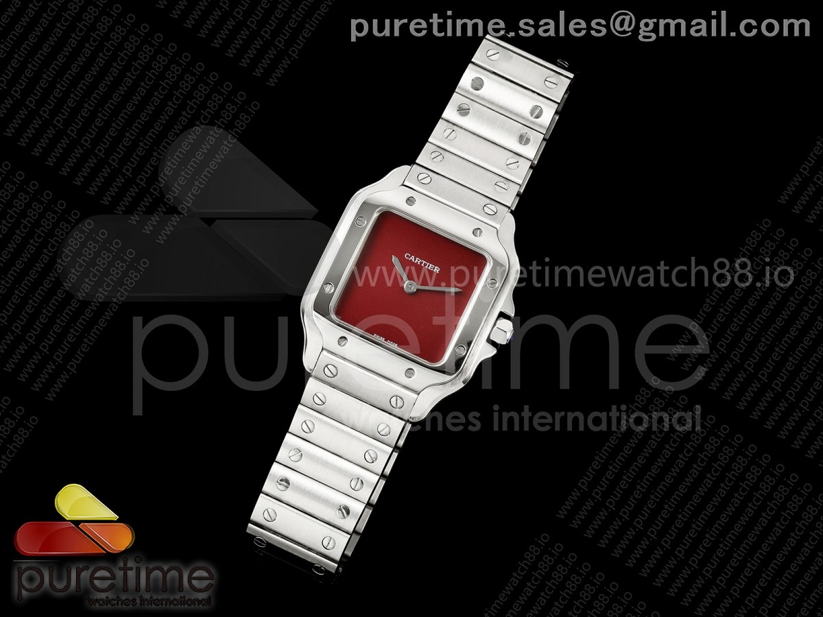 Santos 27mm SS 8848F 1:1 Best Edition Red Dial on SS Bracelet Quartz