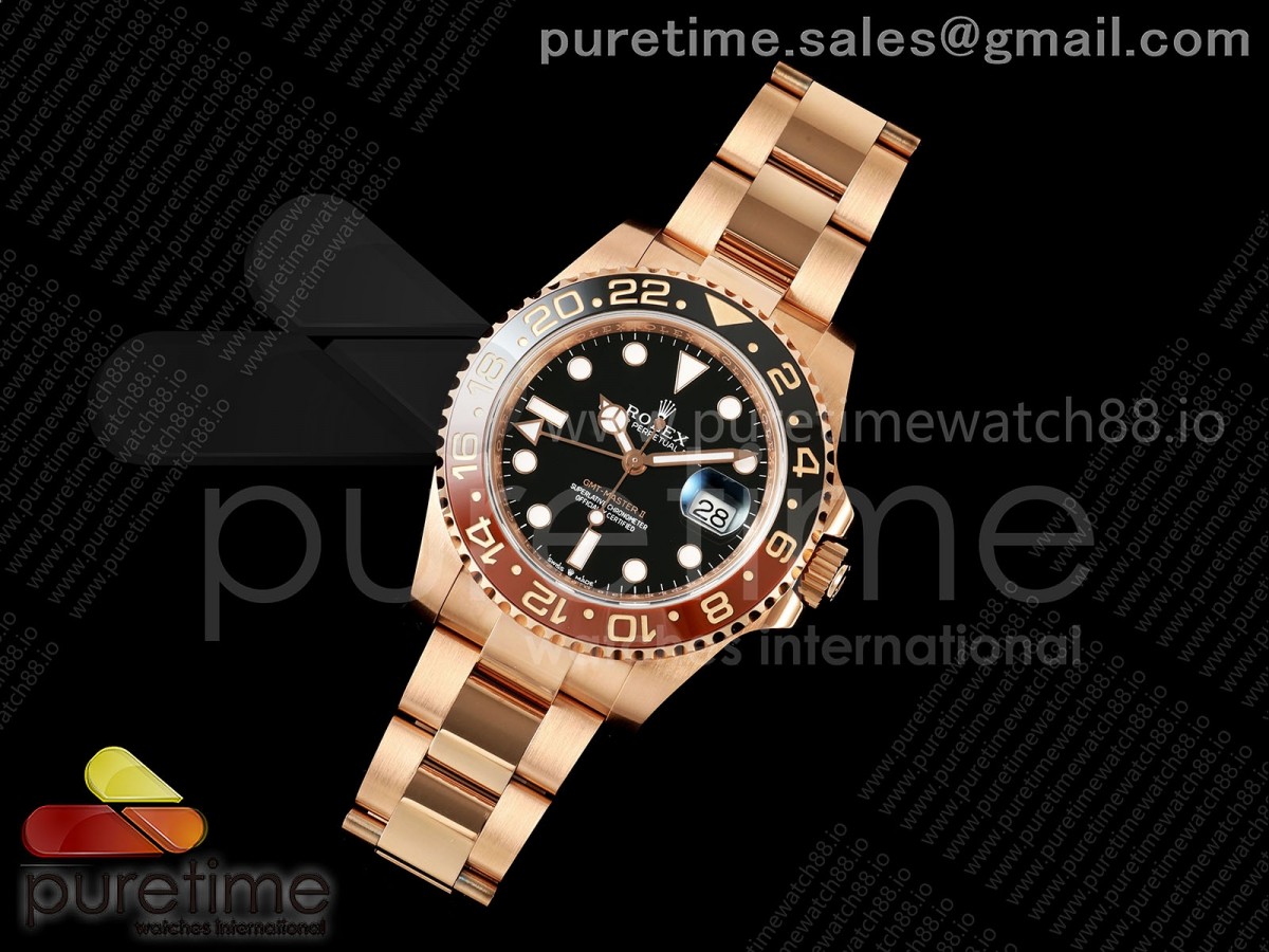 GMT-Master II 126715 CHNR Black/Brown Ceramic WF Best Edition Black Dial on Bracelet JH3285 CHS