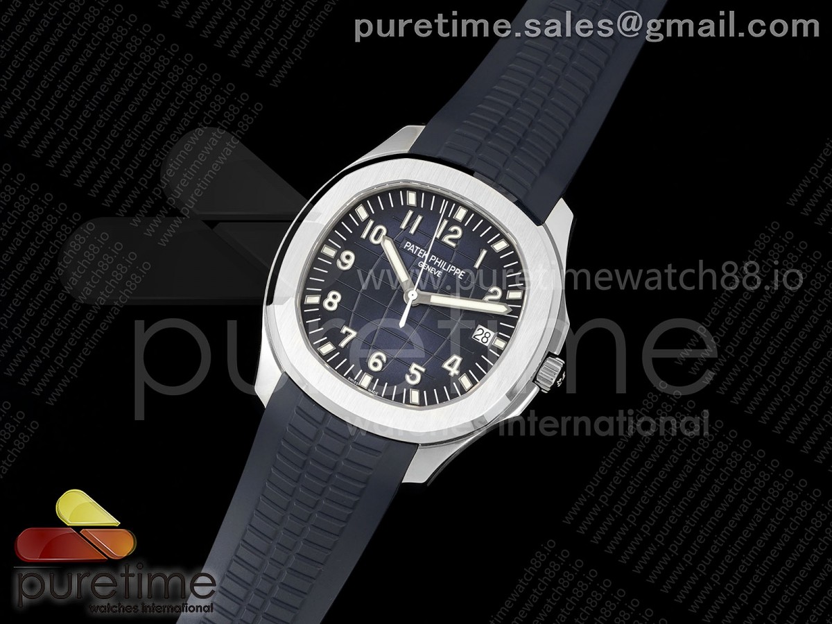 Aquanaut 5168G 42mm SS DDF 1:1 Best Edition Blue Dial on Blue Rubber Strap DD324 Super Clone (Weighted)