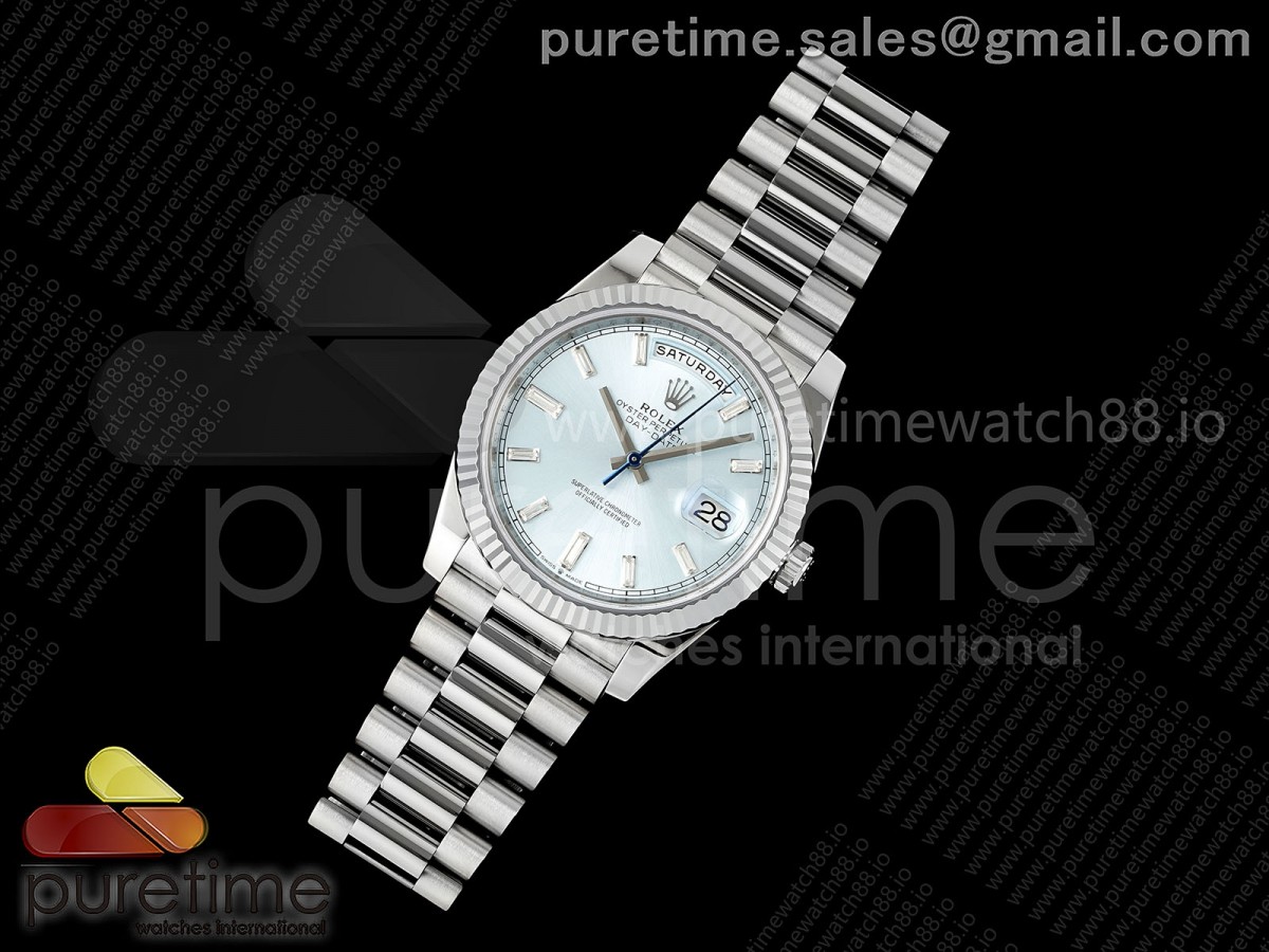 Day Date 40 SS RGF 1:1 Best Edition Ice Blue Crystal Dial on President Bracelet VR3255