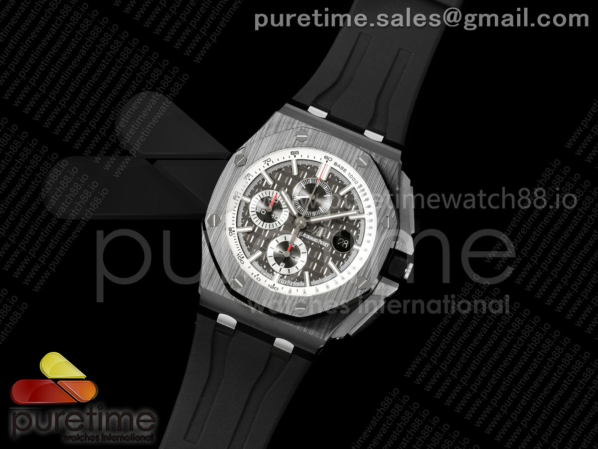 Royal Oak Offshore 44mm Black Ceramic Bezel JF 1:1 Best Edition Gray Dial on Rubber Strap A3126