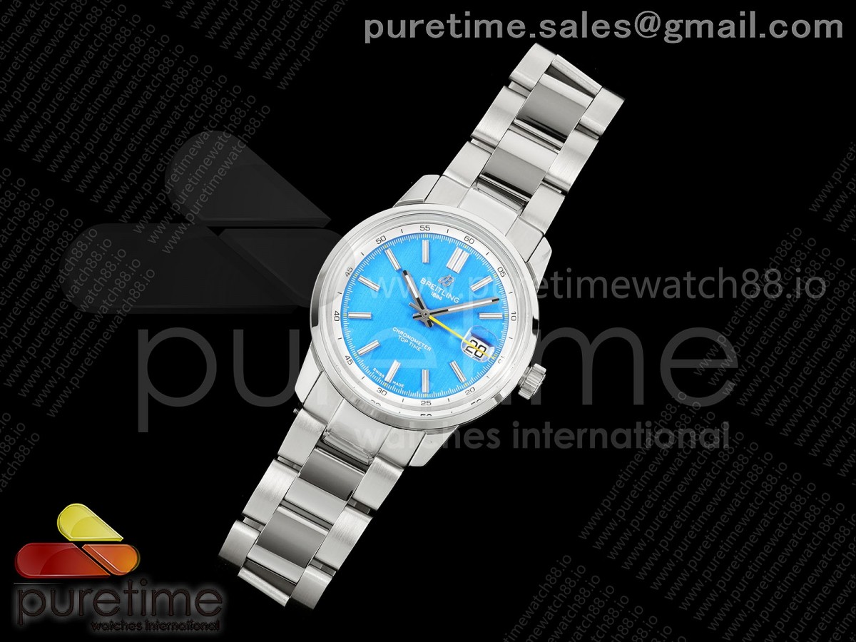 Top Time B31 BLF 1:1 Best Edition Blue Dial Yellow Hand on SS Bracelet AB31