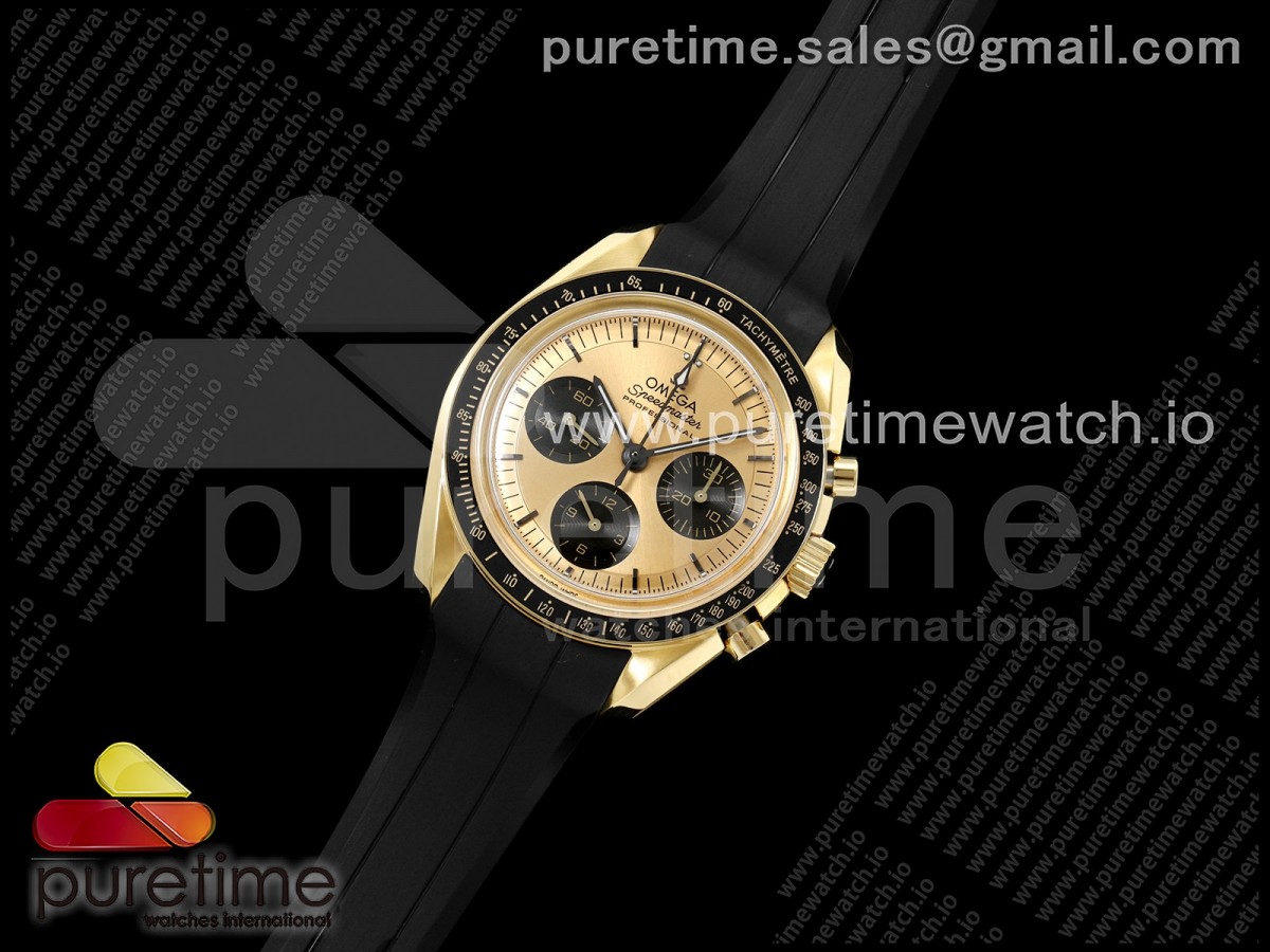 Speedmaster YG N1F Best Edition YG Dial on Black Rubber Strap A3861