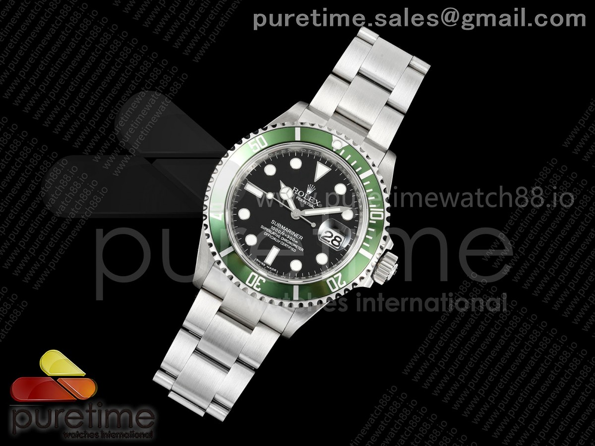 Submariner 16610 LV Green 904L Steel TMF 1:1 Best Edition on SS Bracelet SH3135