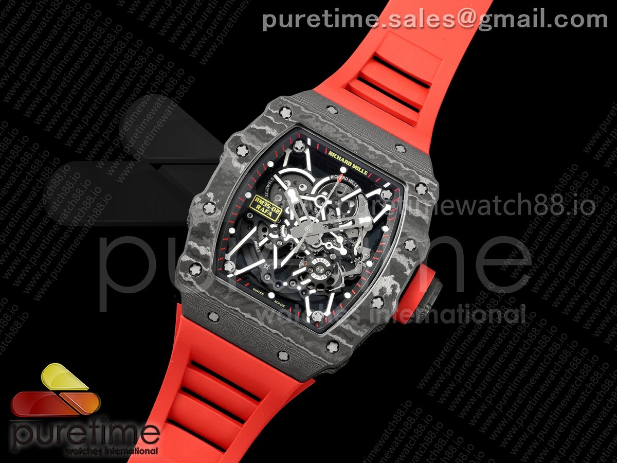 RM035-02 VAF 1:1 Best Edition on Red Rubber Strap RMAL1 Super Clone Free Sprung with MOD Case