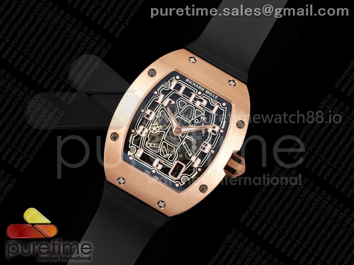 Mille Studio  RM67-01 RG Skeleton Dial on Black Rubber Strap CRMA6 Clone